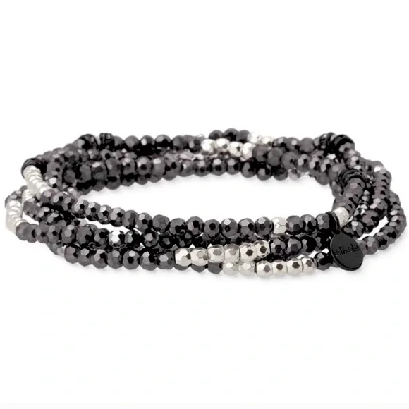 :: Stella & Dot Jessie Hematite Stretch Bracelets - Picture 1 of 3